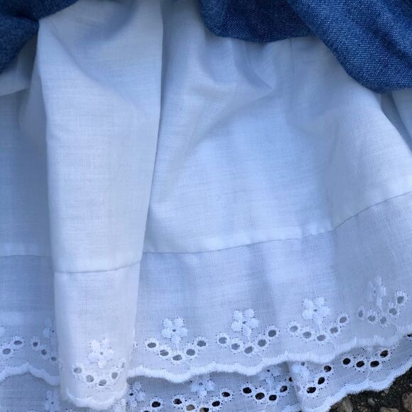 Vintage denim lace ruffled country dance skirt - Picture 2 of 4